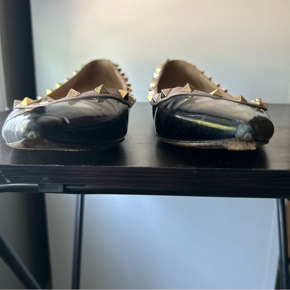 Valentino EU 42 Rockstud Ballerina Flat Pointed Toe Patent Leather Black - Picture 5 of 9
